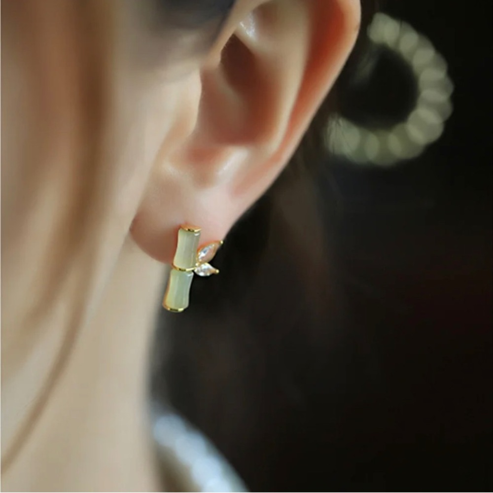Unique Pretty Bamboo Butterfly Opal Earrings Accessories Jewelry